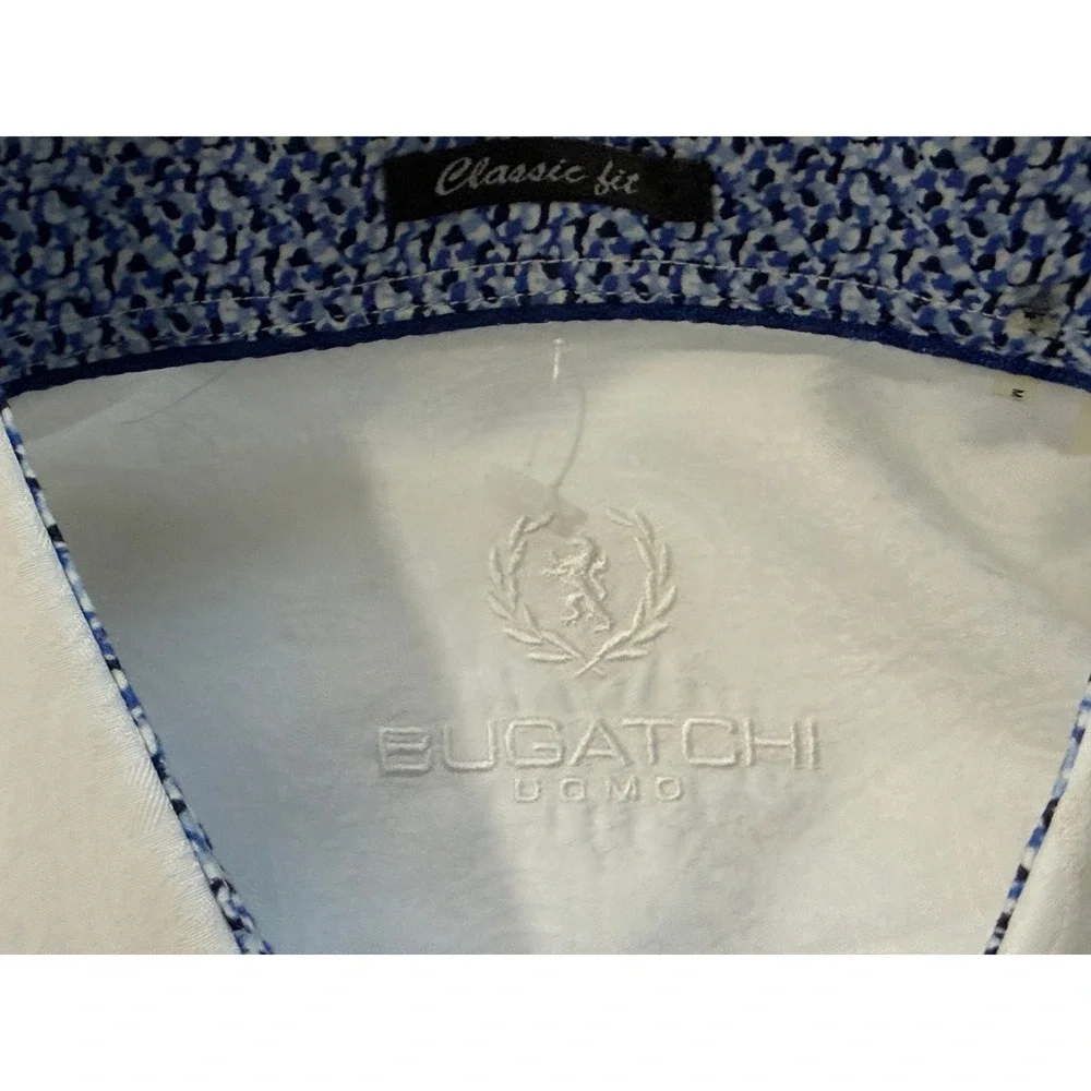 Bugatchi Button Down Shirt Mens XL White Paisley Jacquard Classic Fit LS